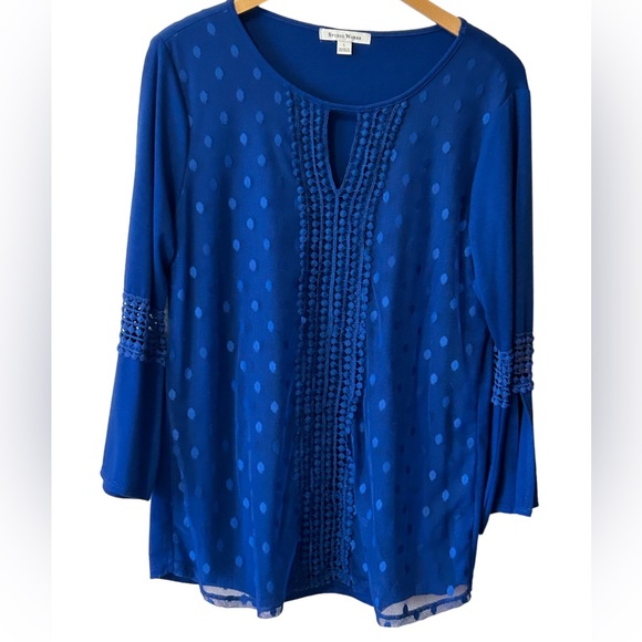 Studio Works Royal Blue Blouse with decorative down the front & sleeves. Large. - Picture 2 of 12